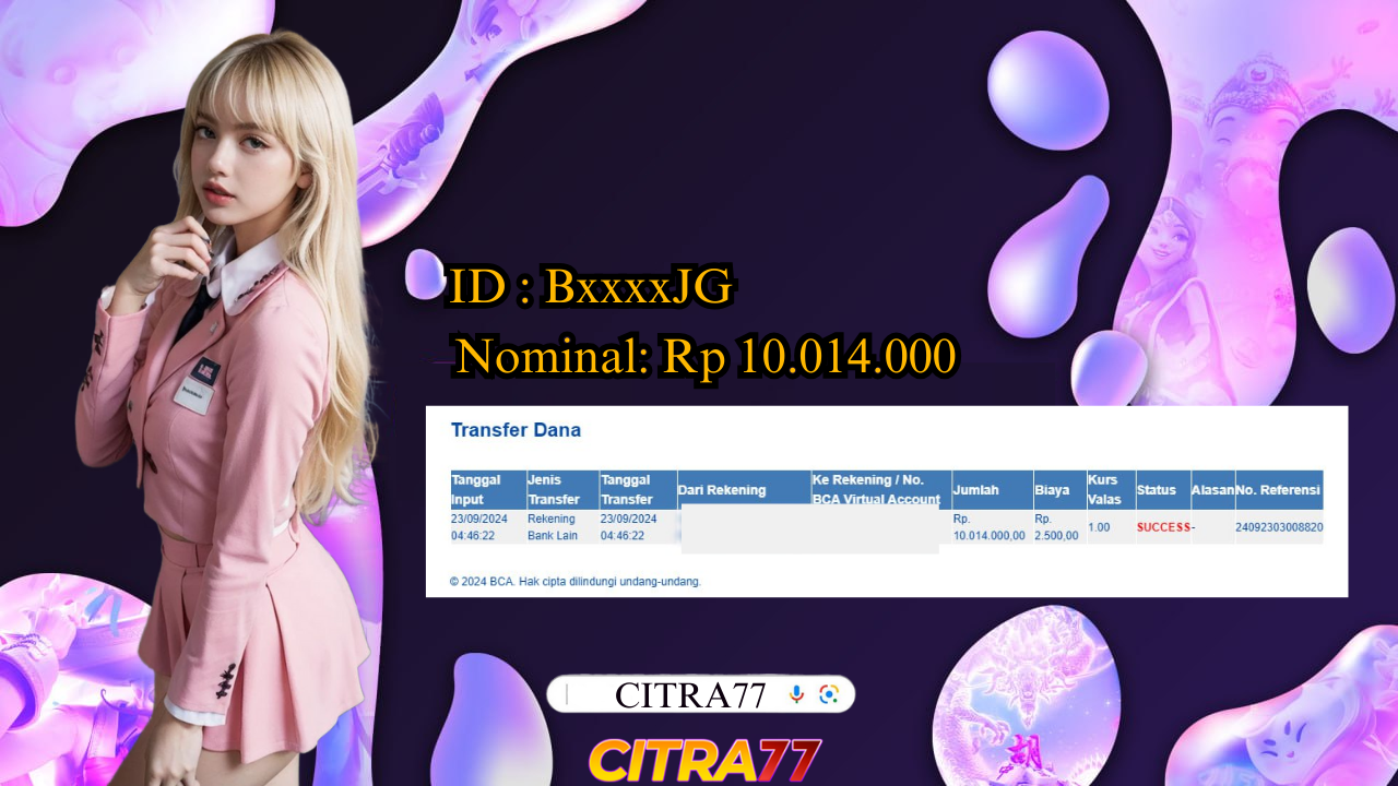 CITRA77 JACKPOT PG SOFT WIN Rp. 10.014.000,- LUNAS	
